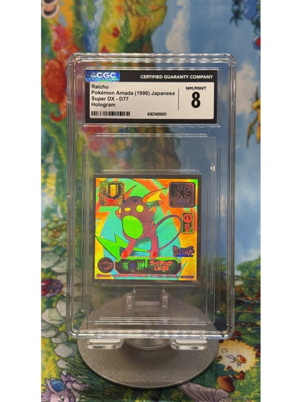 Raichu Pokémon Amada Super DX D7 1998 Japanese Hologram CGC 8